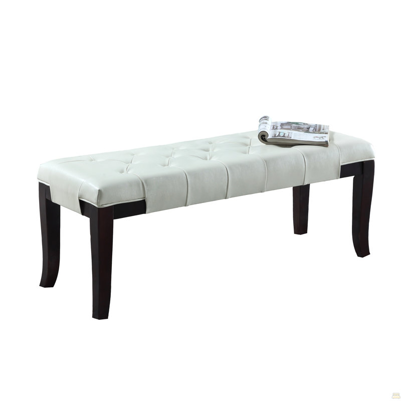 Banc capitonné Linon, similicuir, blanc