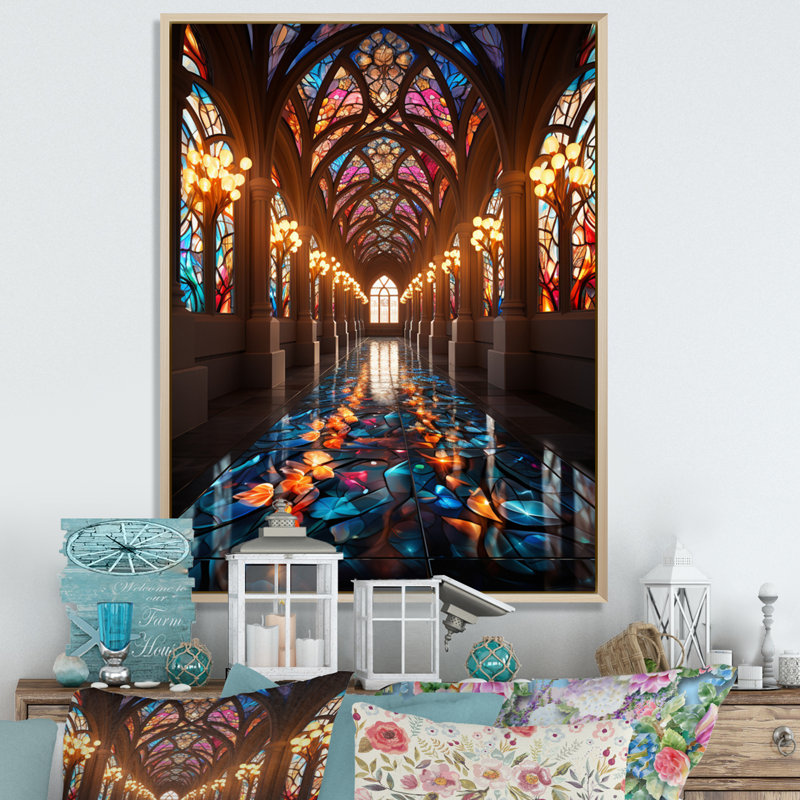 Schepp " Islam Art Nasir Almulk ", 32" H x 16" W x 1" D, Natural Floater Framed
