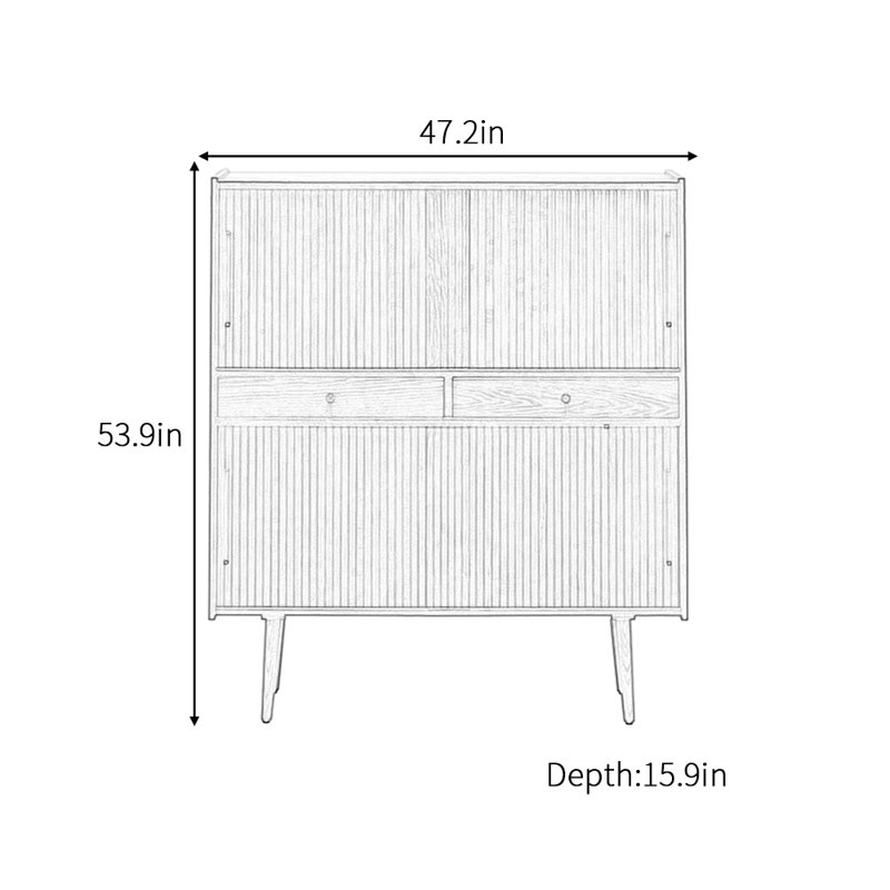 Buffet haut de gamme minimaliste de style chinois, Noir
