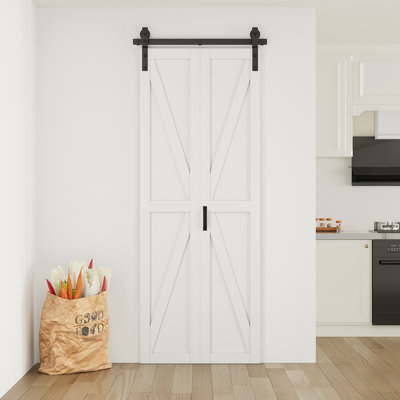 84'' Height K Shape Solid core Bi-fold Barn Door with Installation Hardware Kit