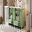 Armoire de salle de bain 72 po avec portes texturées gaufrées, grand meuble-lavabo avec huit tiroirs, quatre portes à fermeture en douceur et comptoir double