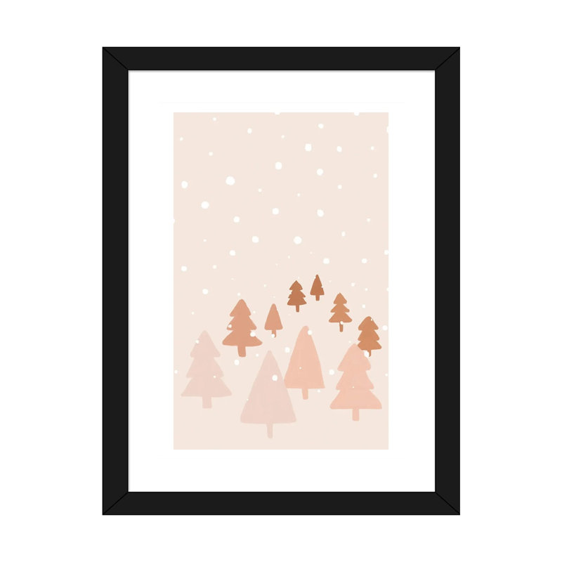 Reproduction d’art, "Winter Forest" par Orara studio, H 24 po x l 16 po x P 1 po, Papier encadré noir, Blanc