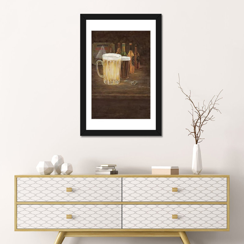 « dockside bière », impression sur toile, Papier beaux-arts encadré noir, Blanc, H 24 po x l 16 po x P 1 po