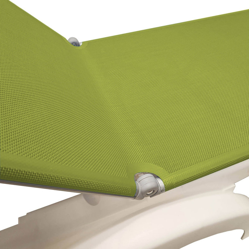 Grosfillex Jamaica Beach Adjustable Sling Chaise, Green/White