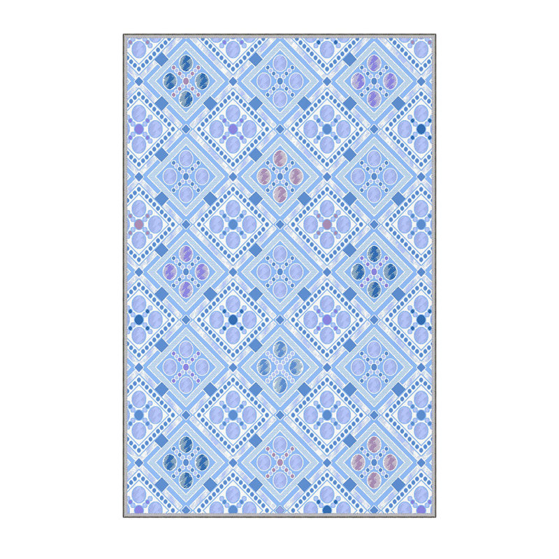 Stylish Woven Carpet, 1% Polyester, .3 in Pile Height | Antibacterial, Non-Slip PVC Felt Dot Underside, Machine Washable | 3D Digital Printing, Durable & Easy to Maintain - Perfect for Any Room