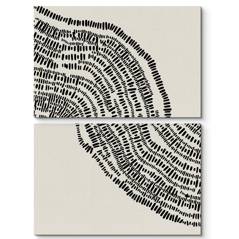 "Duotone, géométrique, bois, anneau, anneau, collage, abstrait, formes, illustrations", 2 pièces, H 16 po x l 24 po