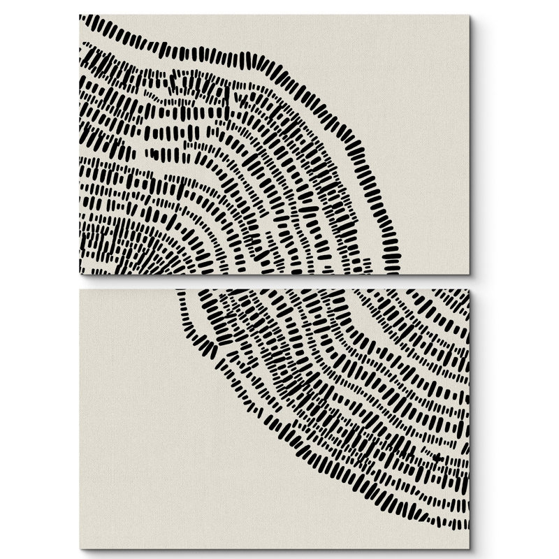 Tree Ring " Duotone Geometric Wood Tree Ring Collage Abstract Shapes Illustrations " 2 - Pieces, 16" H x 24" W
