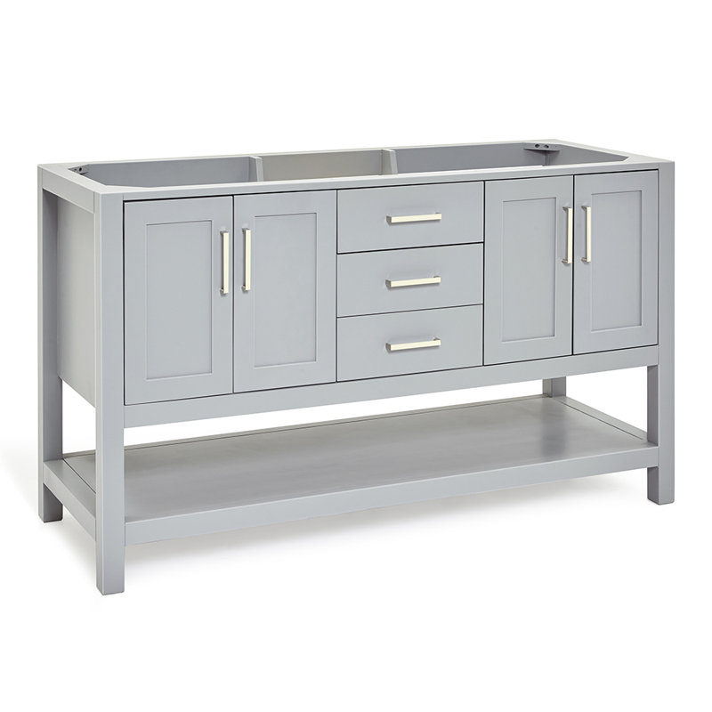 Base de meuble-lavabo double 54 po Pawley en gris seulement, Gris