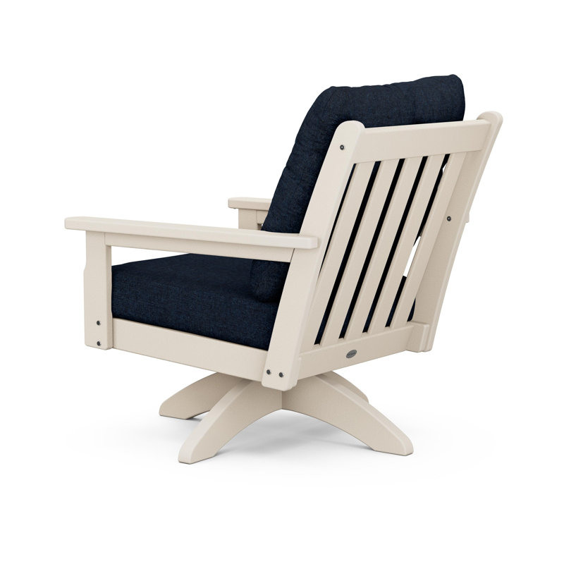 Chaise pivotante à assise profonde Lakeside Vineyard, Indigo marin, Sable