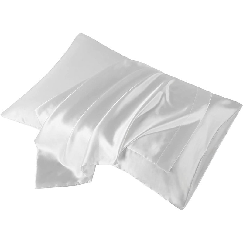 Silk Pillowcases for Hair and Skin Health Soft Smooth Breathable Pillow Cover (Set of 2), White, Queen