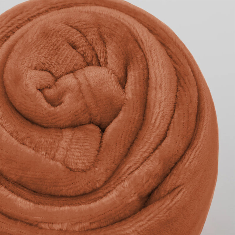 Carsonhill Reversible Mink Faux Fur Plush Fleece Throw/ Blanket, Rust, W150 x L200cm