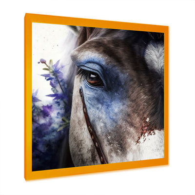 «Brown Portrait Donkey with Owers II», impression sur toile