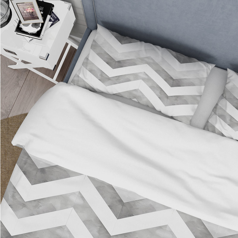 Ensemble de housse de couette gris Midcentury Chevron Print I - Midcentury, Housse de couette très grand et 2 très grandes t