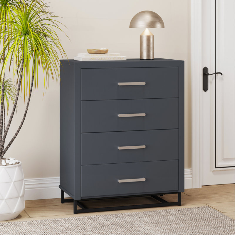 Commode 4 tiroirs pour rangement organisé et décor contemporain, Noir