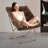Upholstered Folding Square Saucer, Tufted Cozy Accent Chair with Golden Metal Frame for Living Room-149606720-178458867