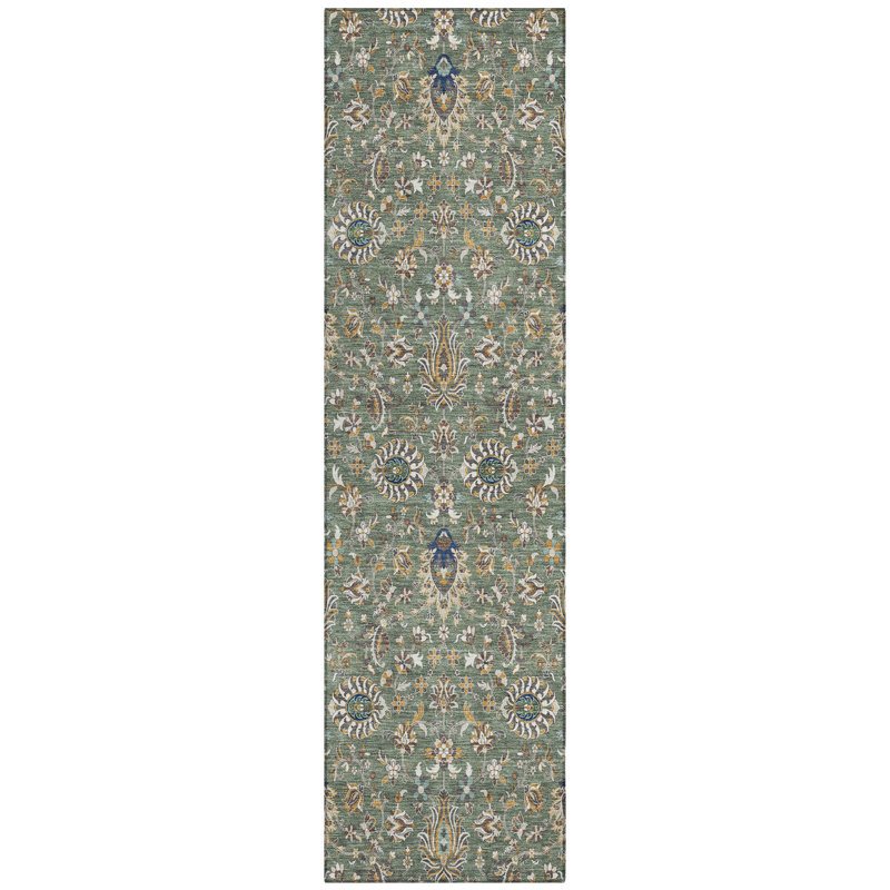 Machine Washable Indoor/Outdoor Husby ACN2192 Global Rug, Runner 2'3" x 7'6"