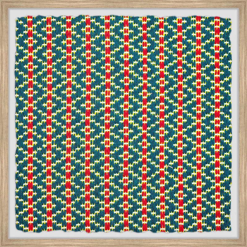 Motifs bleus et rouges - Photographie avec cadre photo, H 12 po x l 12 po x P 1,5 po