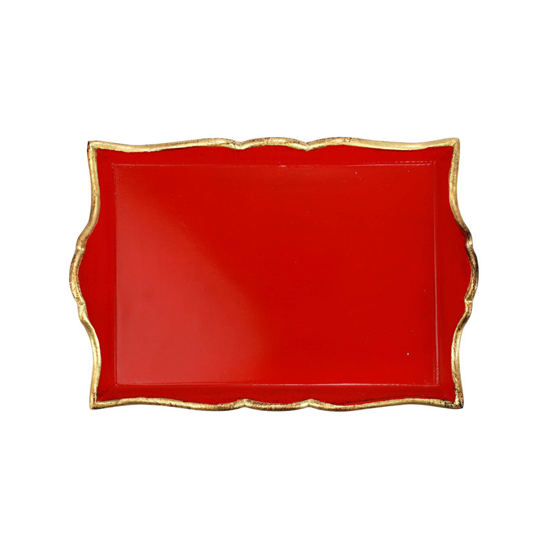 Florentine Solid Wood Tray, Red, 2" H x 10.5" W x 15.25" L