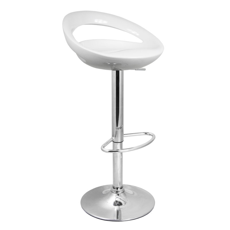 Basham Swivel Adjustable Height Counter Stool with Metal Frame, White