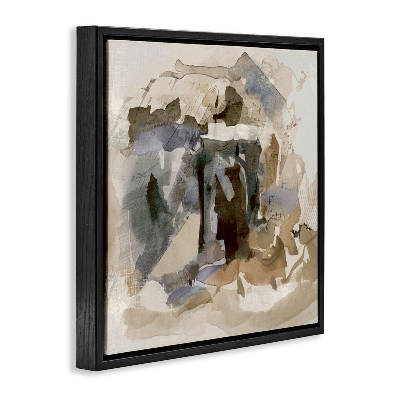 Collage expressif neutre, H 25 po x l 25 po, Cadre flottant noir de jais