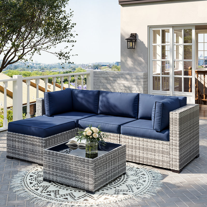 Outdoor Replacement Cushion Set Seat/Back Cushion (Cushion Set Only, Sofa Not Included), Navy