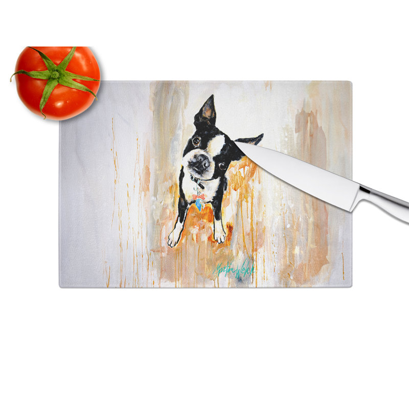 Boston Terrier Scout Glass Cutting Board
