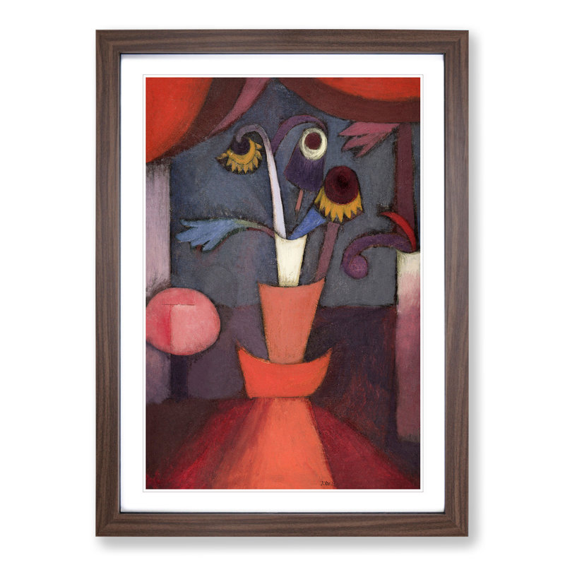 Autumn Flower by Paul Klee - Picture Frame Painting, 65cm H x 48cm W x 2cm D, Walnut Framed