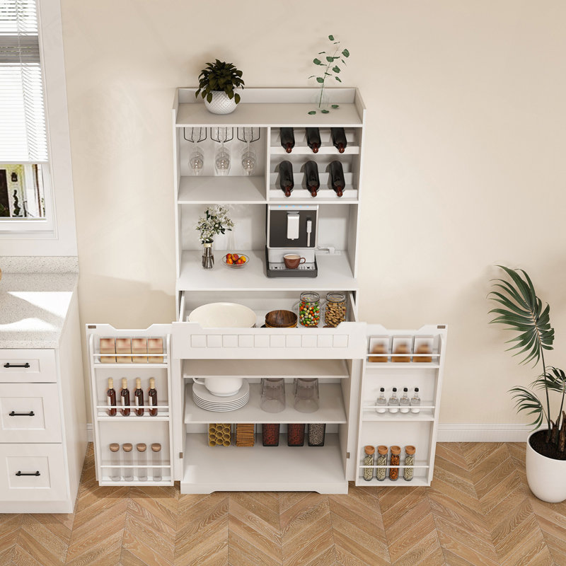 Armoire de cuisine Farmhouse de 70,87 po de hauteur avec tiroir réglable, 2 armoires et 6 tablettes
