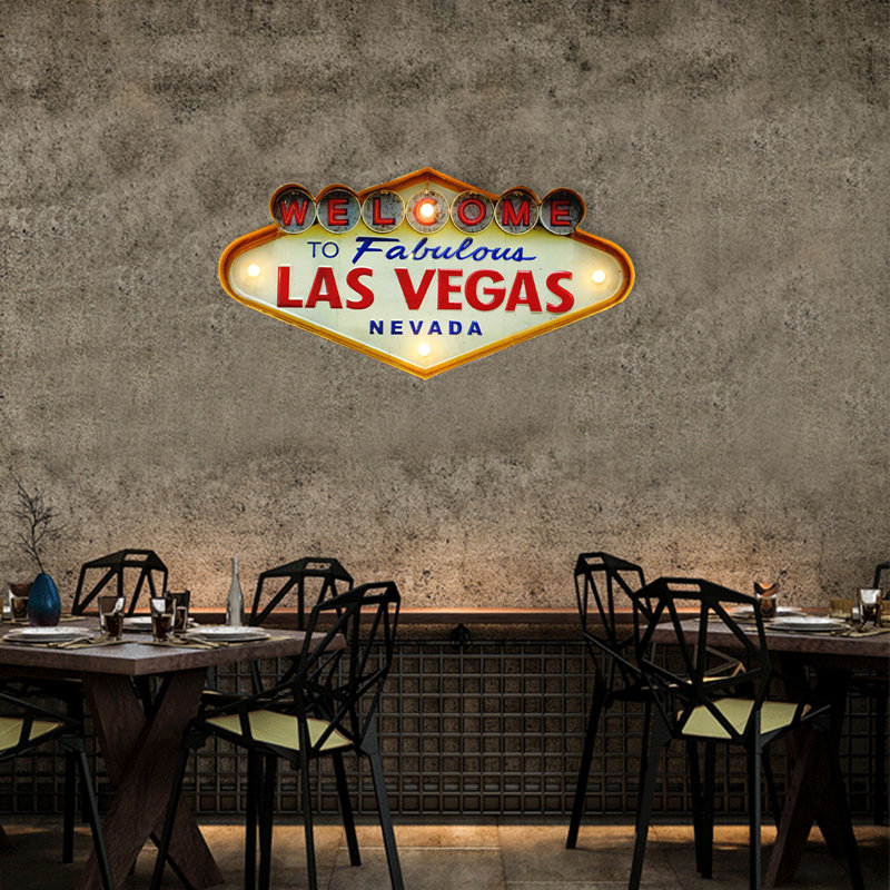 Sign With LED Metal Vintage For Kitchen Bar Decorationlas Vegas Welcome Neon Without Remote Control