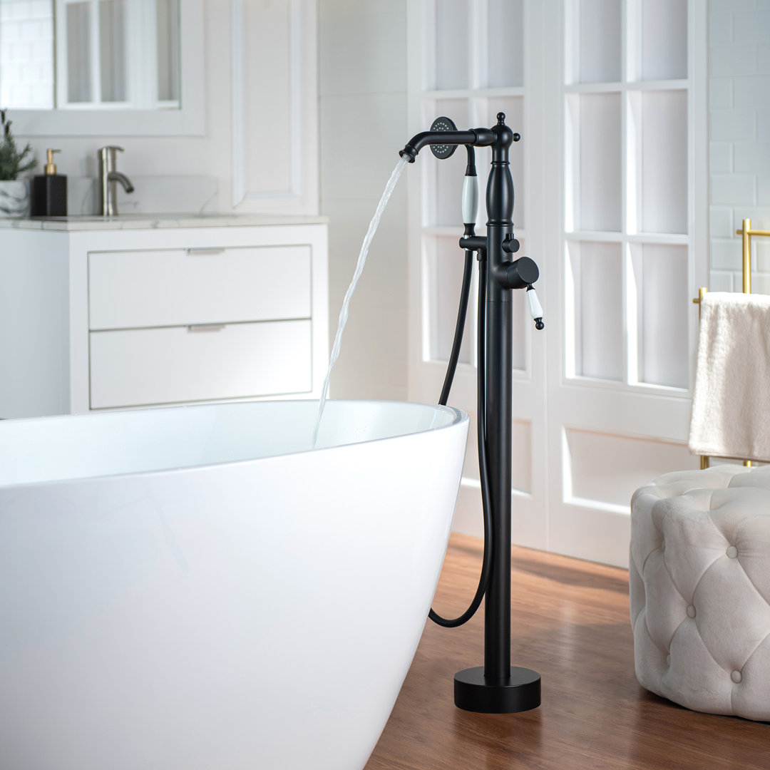 Lumen 1 Handle Floor Clawfoot Tub Faucet with Diverter WoodBridge 