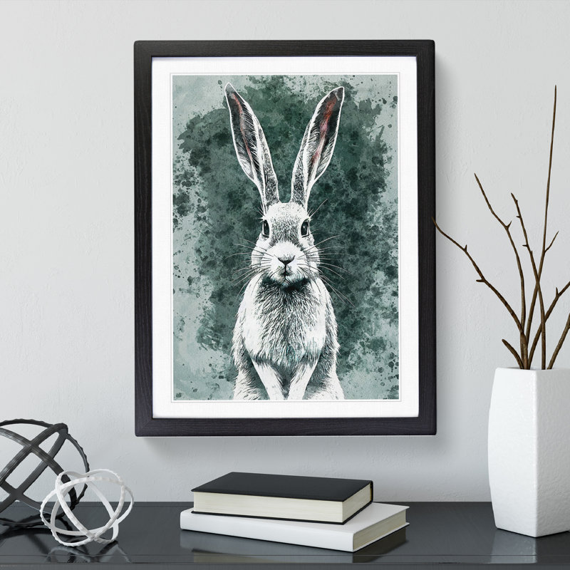 Portrait Of A Hare No.2 - Single Picture Frame Print, 64cm H x 46cm W x 2cm D, Black Framed