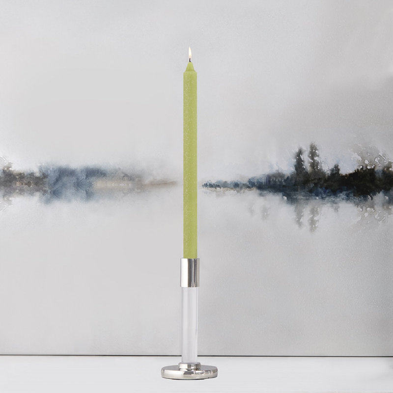 Timberline Arista Dinner Unscented Taper Candle, 9" H x 0.88" W x 0.88" D, Willow