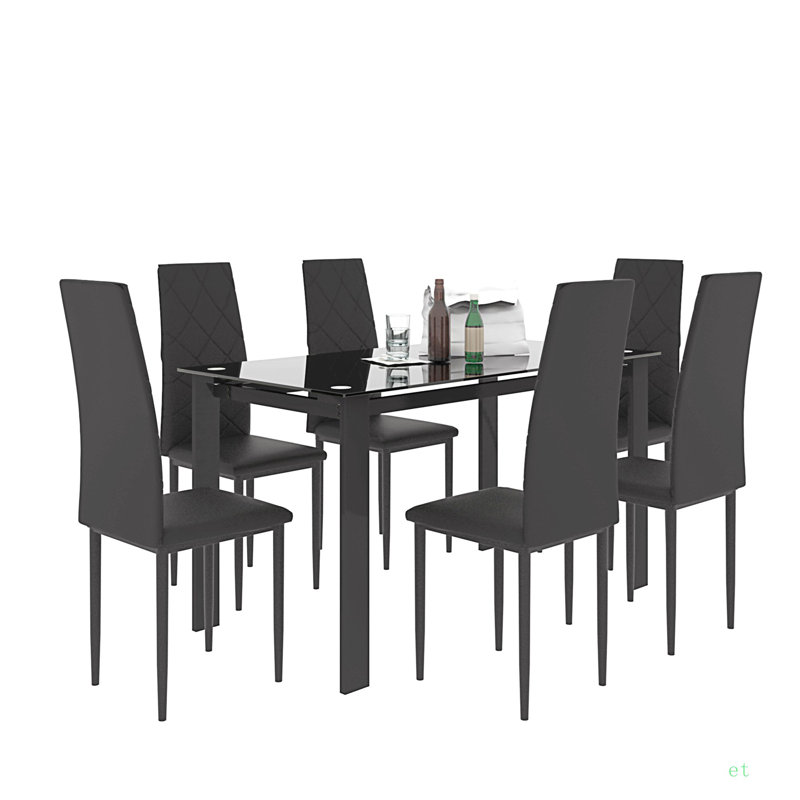 Ensemble de table de salle à manger 7 pièces, table et chaise