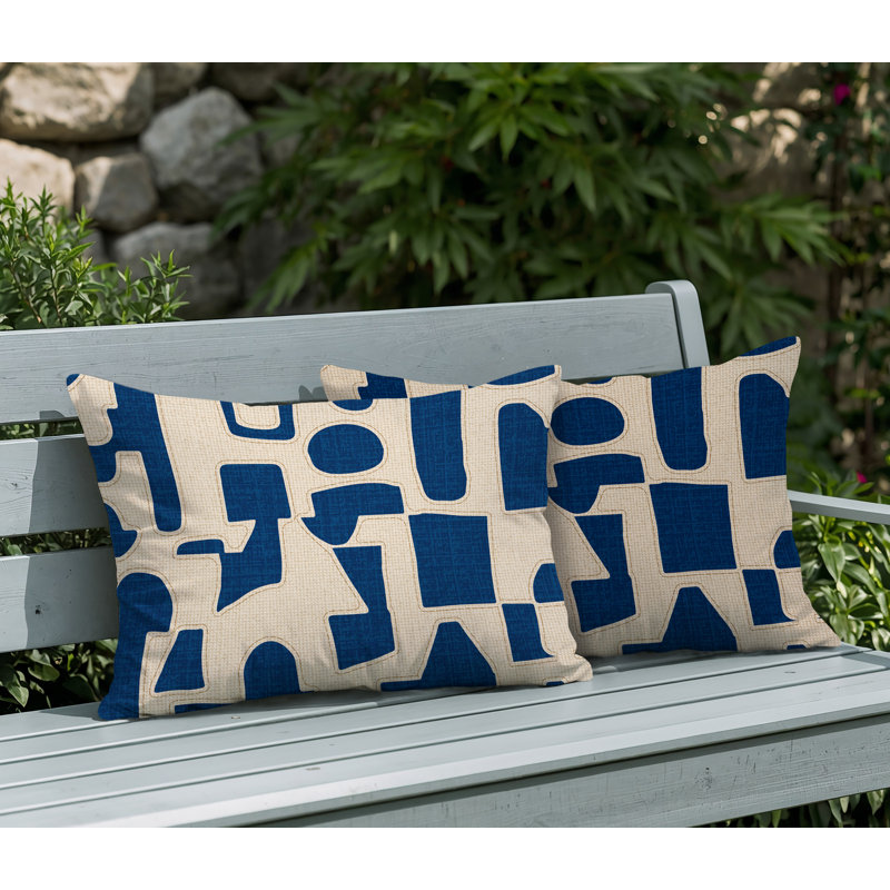 Coussin intérieur / extérieur réversible Jara, 25 x 18, Marine