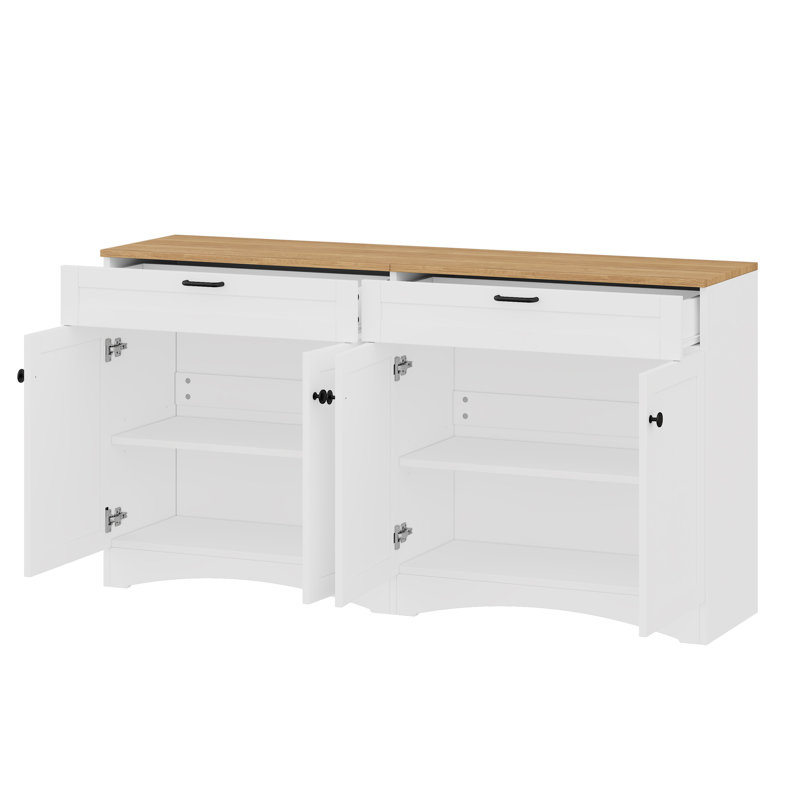 Farmhouse TV Stand With 2 Drawers For Tvs Up To 70", White