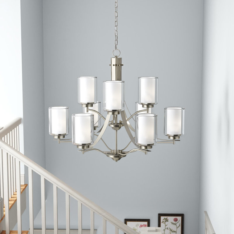 Elmwood Park Nine Light Chandelier from Generation Lighting , Brushed Nickel, No