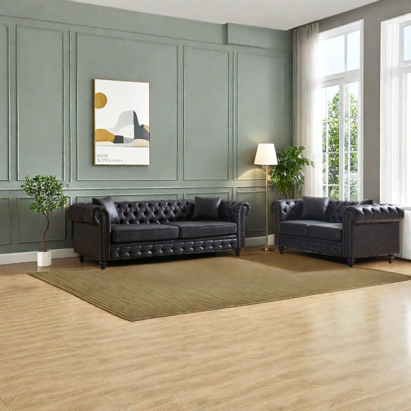 Ensemble de canapé moderne et spacieux, revêtu de tissu avec structure en bois pour la maison
