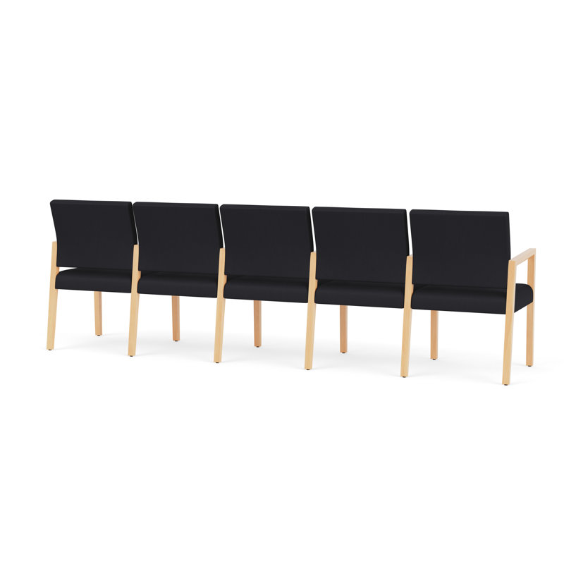 Structure en bois avec siège tandem 5 places Brooklyn, Naturel, Noir Patriot Plus - nettoyez le vinyle avec un lin