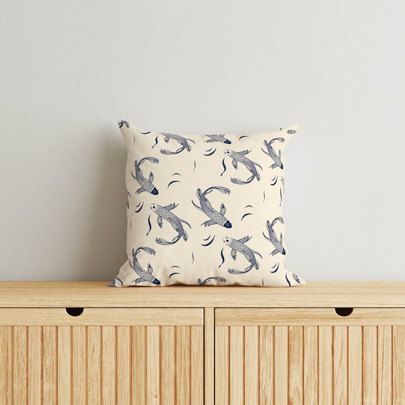 Coussin Koi, Deep Navy, Square 18"