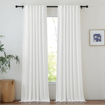 Faux Linen Blend Curtains Rod Pocket & Back tab Semi Sheer Window Treatments Privacy with Light Filtering for Living Room, 2 Panels