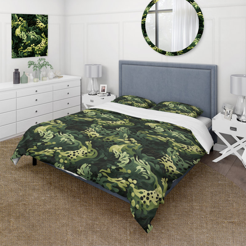 Ensemble de housse de couette Jungle Camouflage Adventures I, Housse de couette pour grand lit et 2 taies décor