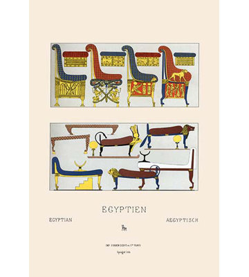 " Egyptian Furniture - Beds, Couches, And Thrones " by Auguste Racinet