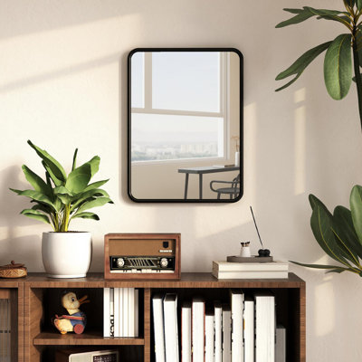 HOMCOM Rectangular Wall Mirror Decorative Mirror Metal Frame 40.5 x 30 cm