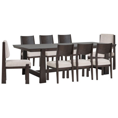 Table de salle à manger à tréteaux Makaylee avec 6 chaises d'appoint et 2 chaises d'appoint rembourrées