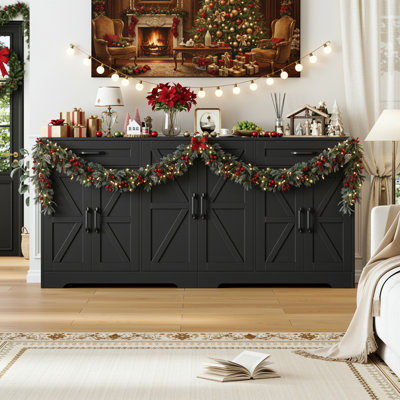 71'' Large Farmhouse Sideboard with Adjustable Shelves and 2 Large Drawers