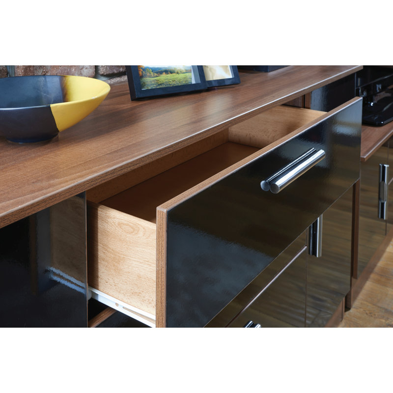 Fully Assembled Ratzlaff 1 Drawer Combi Chest, Black Gloss/Noche Walnut