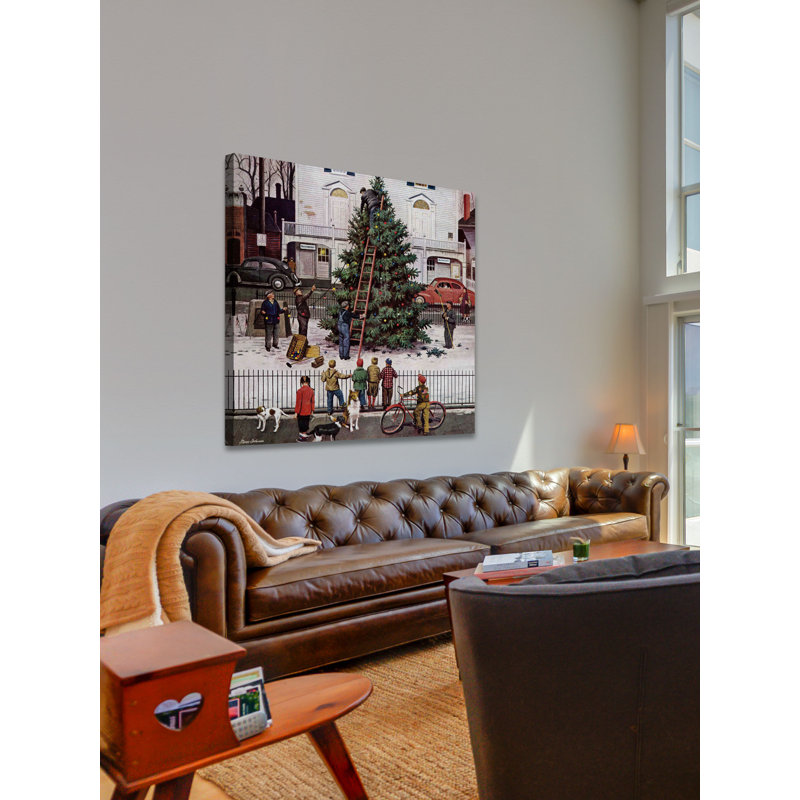 Tree In Town Square by Stevan Dohanos - Wrapped Canvas Painting, 45cm H x 45cm W