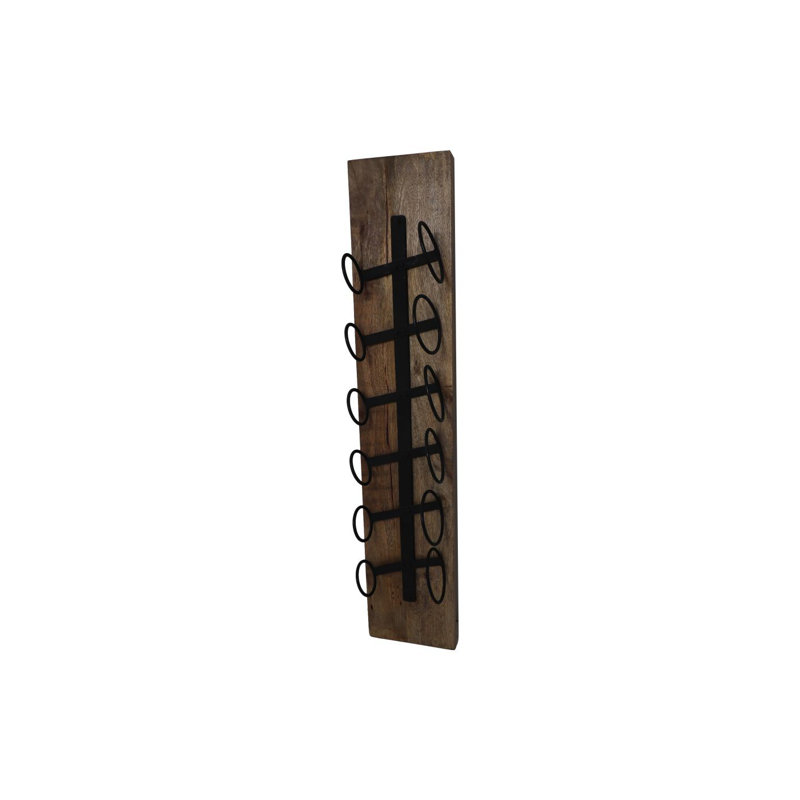 Aliceson 6 Bottle Standard Wine Bottle Rack, Black/Natural Wood