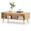 Table basse en rotin de style Mid-Century avec 2 tiroirs de rangement