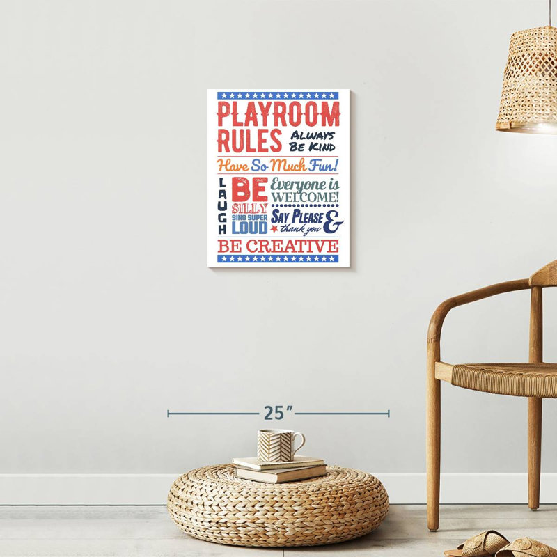 " Playroom Rules " by HomeyNotes Studio, 16" H x 20" W x 1.25" D